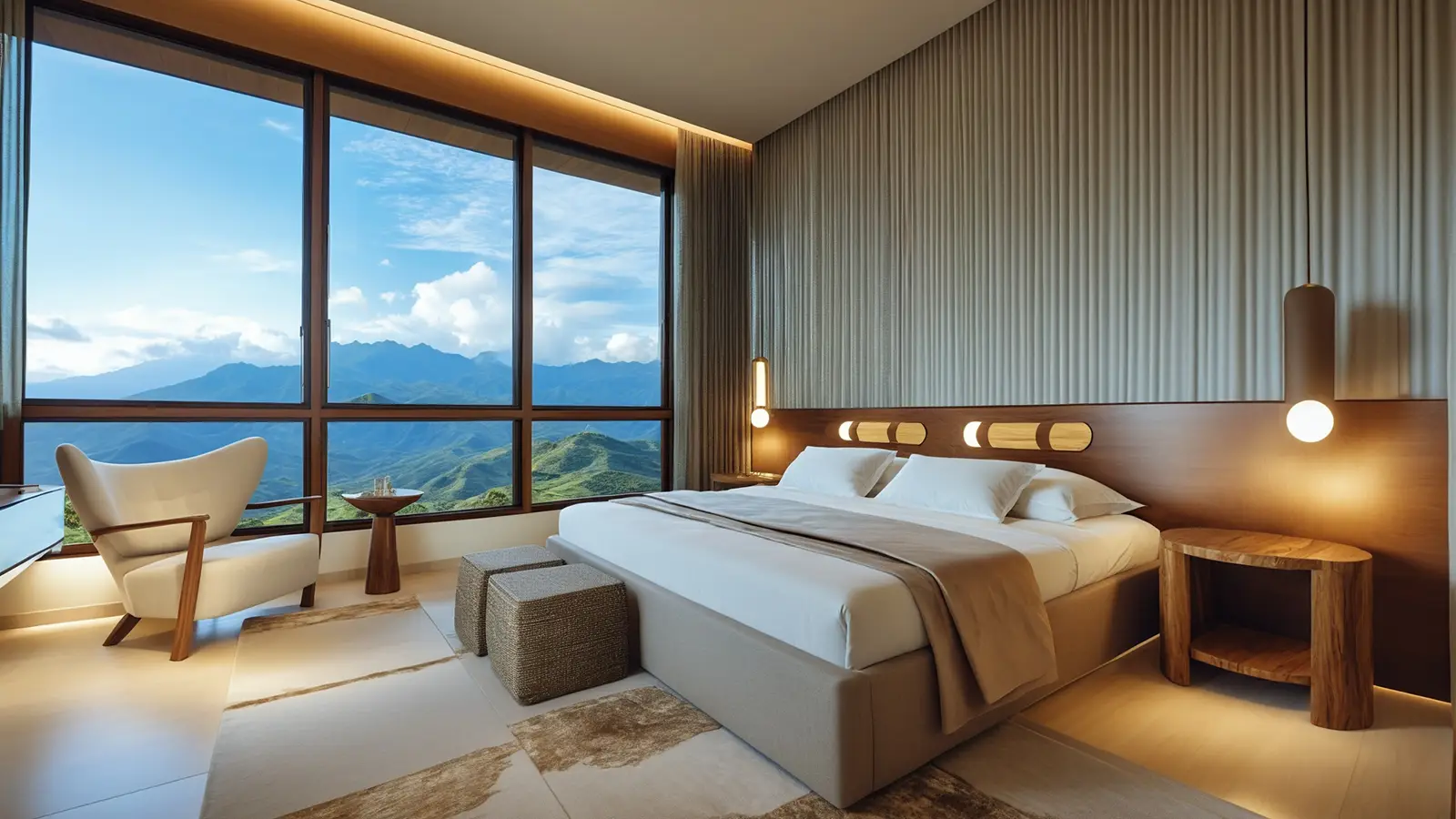 Second-level bedroom with mountain views